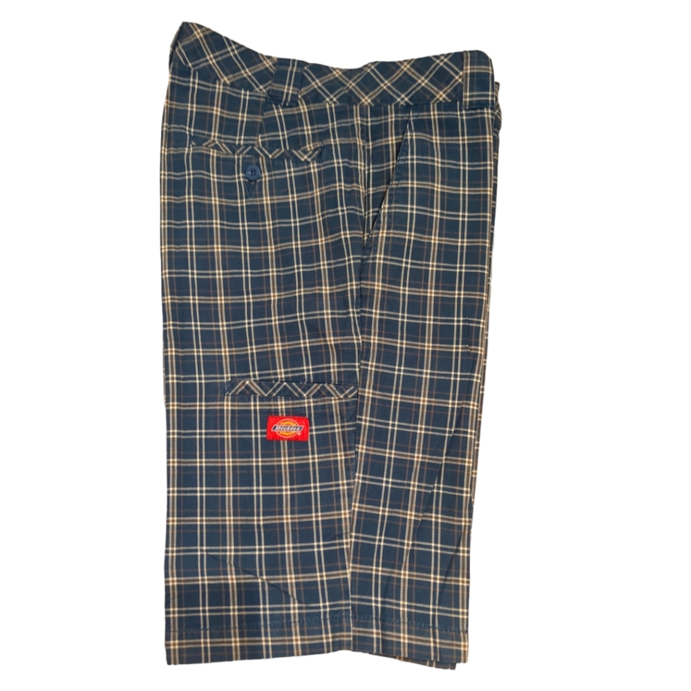 DIKIES Plaid Beige & blue Pesquero 100% Cotton Shorts Size 34X13